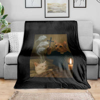 Funny Exorcist Cat Meme Throw Blanket Dark Humor Cat - Wonder Print Shop