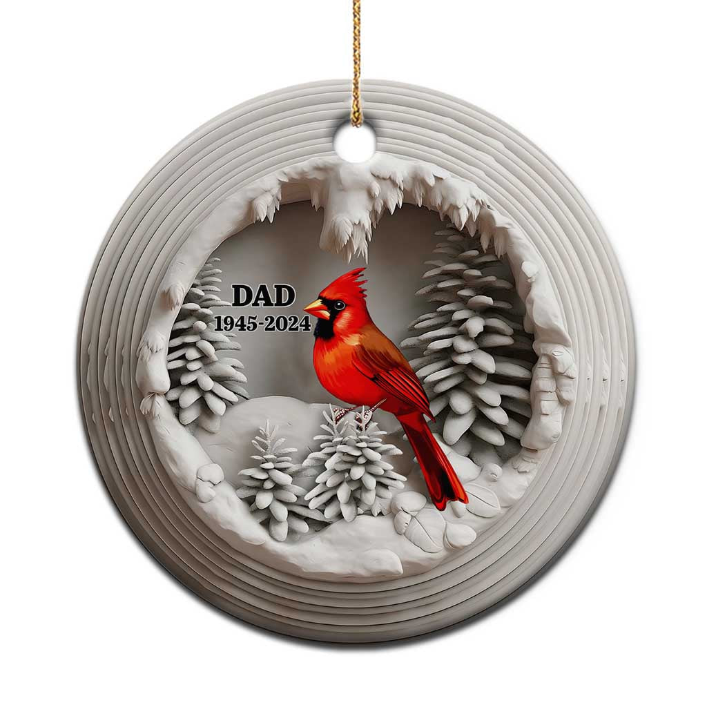 Personalized Dad Memorial Christmas Ornament Custom Year Loss of Father Gift Red Cardinal Ceramic Ornament - Wonder Print Shop