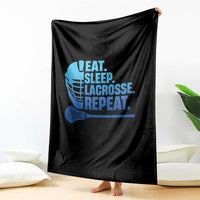 Eat Sleep Lacrosse Repeat Throw Blanket Funny Lax Lover Player - Wonder Print Shop