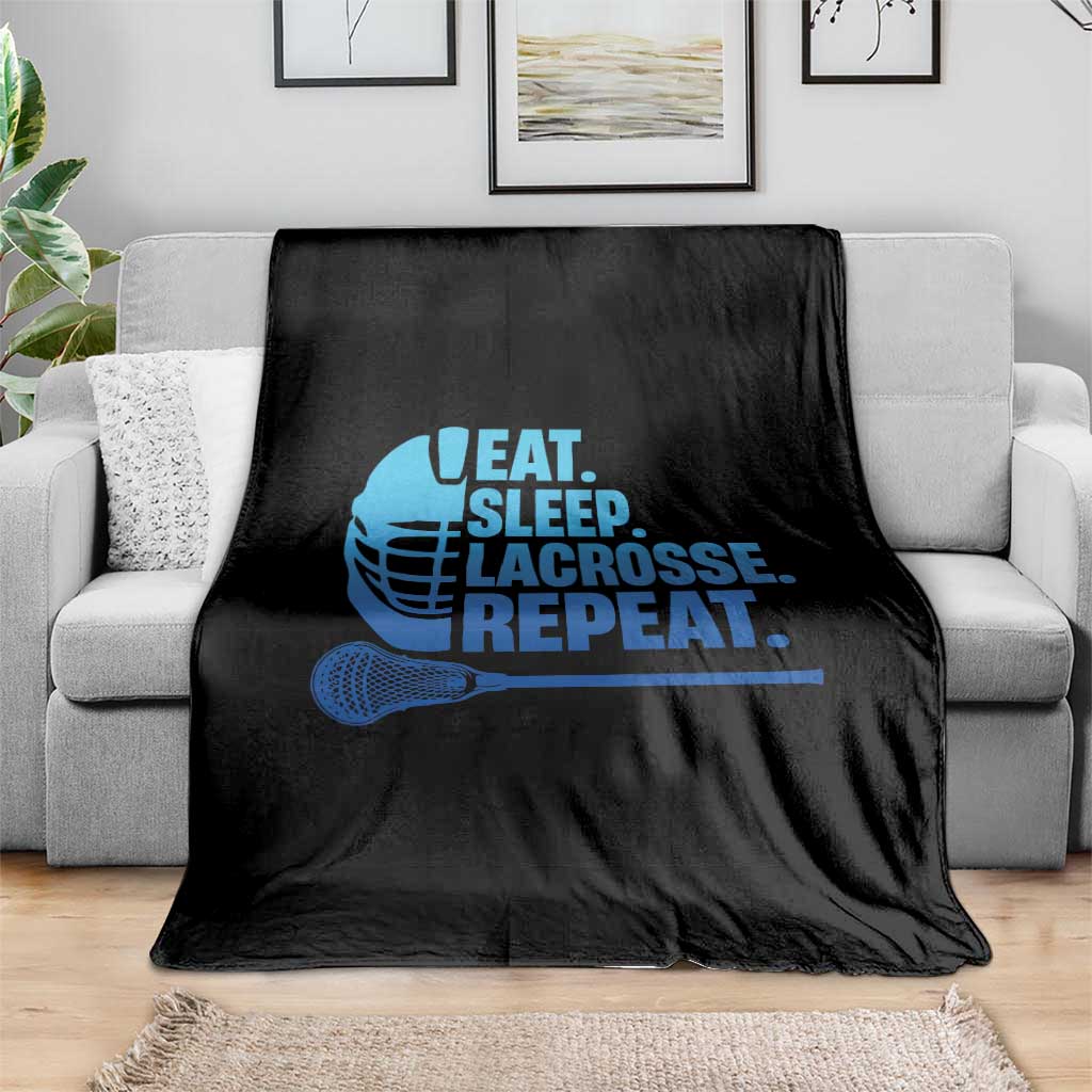 Eat Sleep Lacrosse Repeat Throw Blanket Funny Lax Lover Player - Wonder Print Shop
