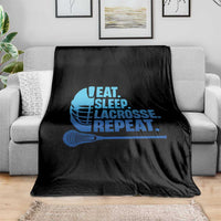Eat Sleep Lacrosse Repeat Throw Blanket Funny Lax Lover Player - Wonder Print Shop