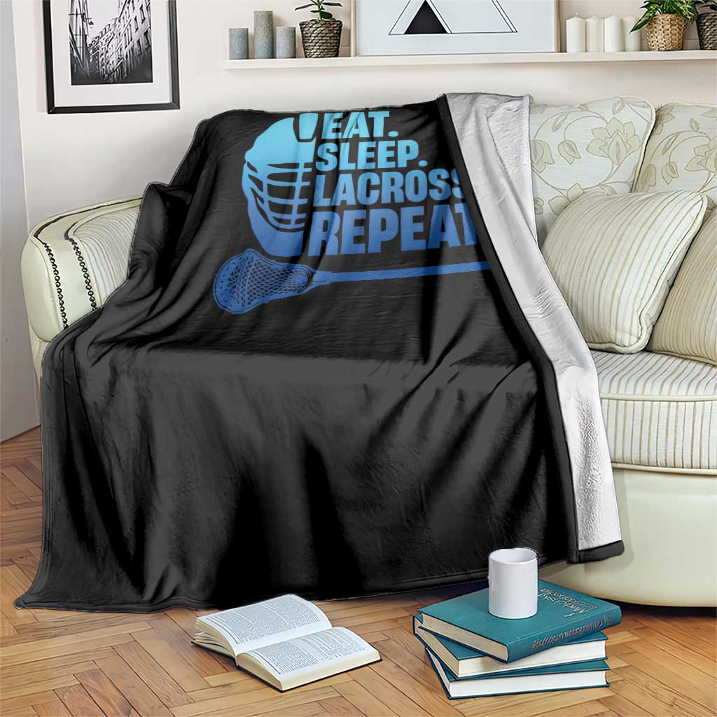 Eat Sleep Lacrosse Repeat Throw Blanket Funny Lax Lover Player - Wonder Print Shop