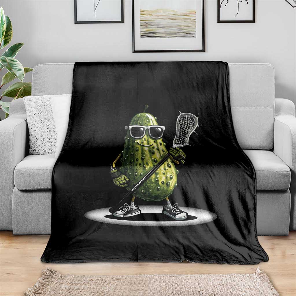 Funny Lacrosse Throw Blanket Pickle Playing Lax Lover Player - Wonder Print Shop