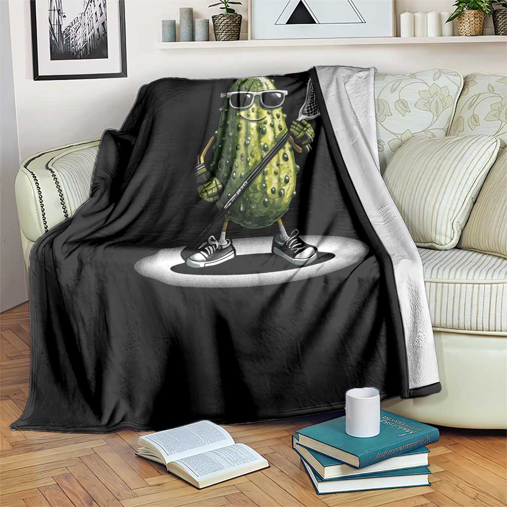 Funny Lacrosse Throw Blanket Pickle Playing Lax Lover Player - Wonder Print Shop