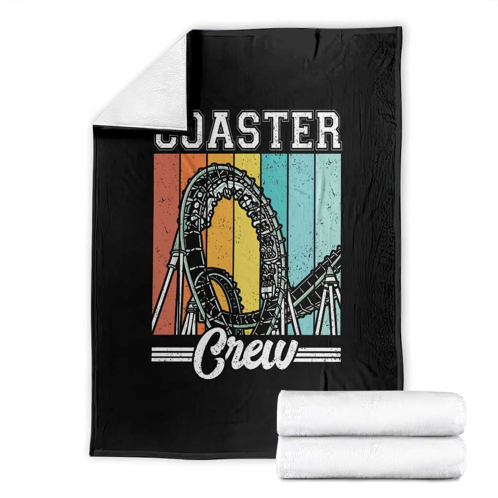Vintage Rollercoaster Crew Throw Blanket Family Roller Coaster Amusement Park