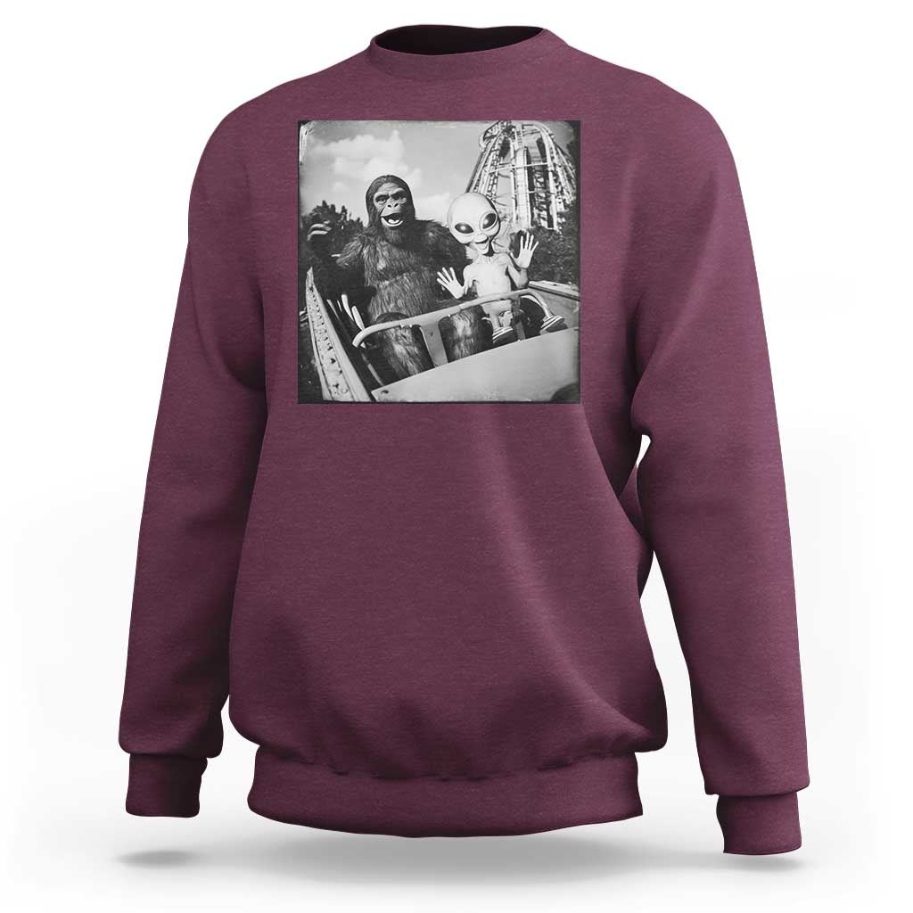Funny Bigfoot Alien Sweatshirt Sasquatch UFO Coaster - Wonder Print Shop