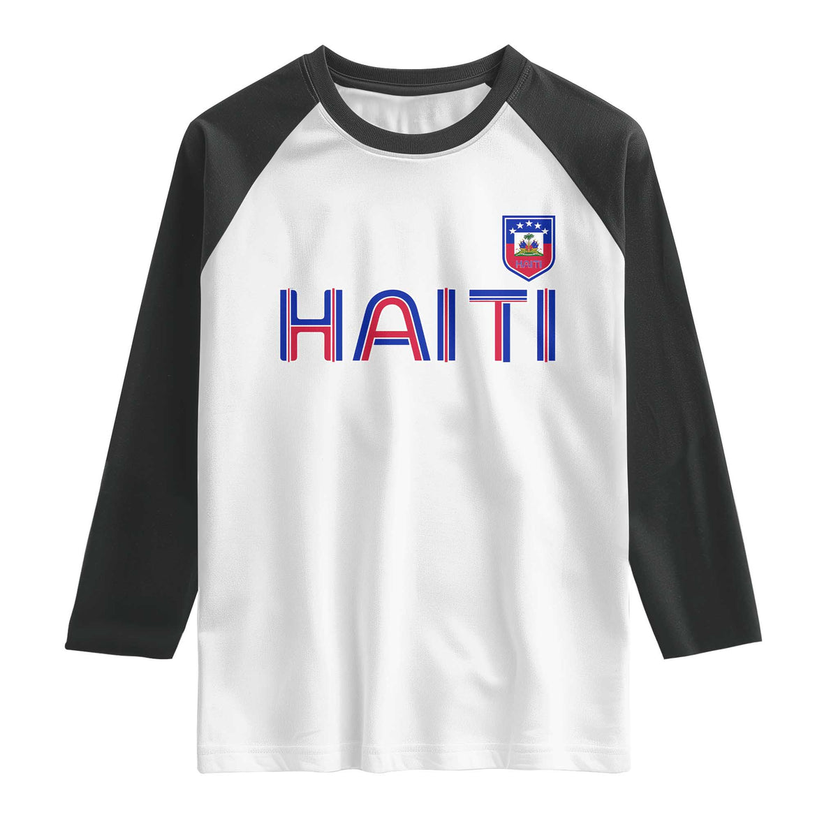 Haiti Flag Crest Raglan Shirt Haitian Pride National Heritage Patriotic Graphic