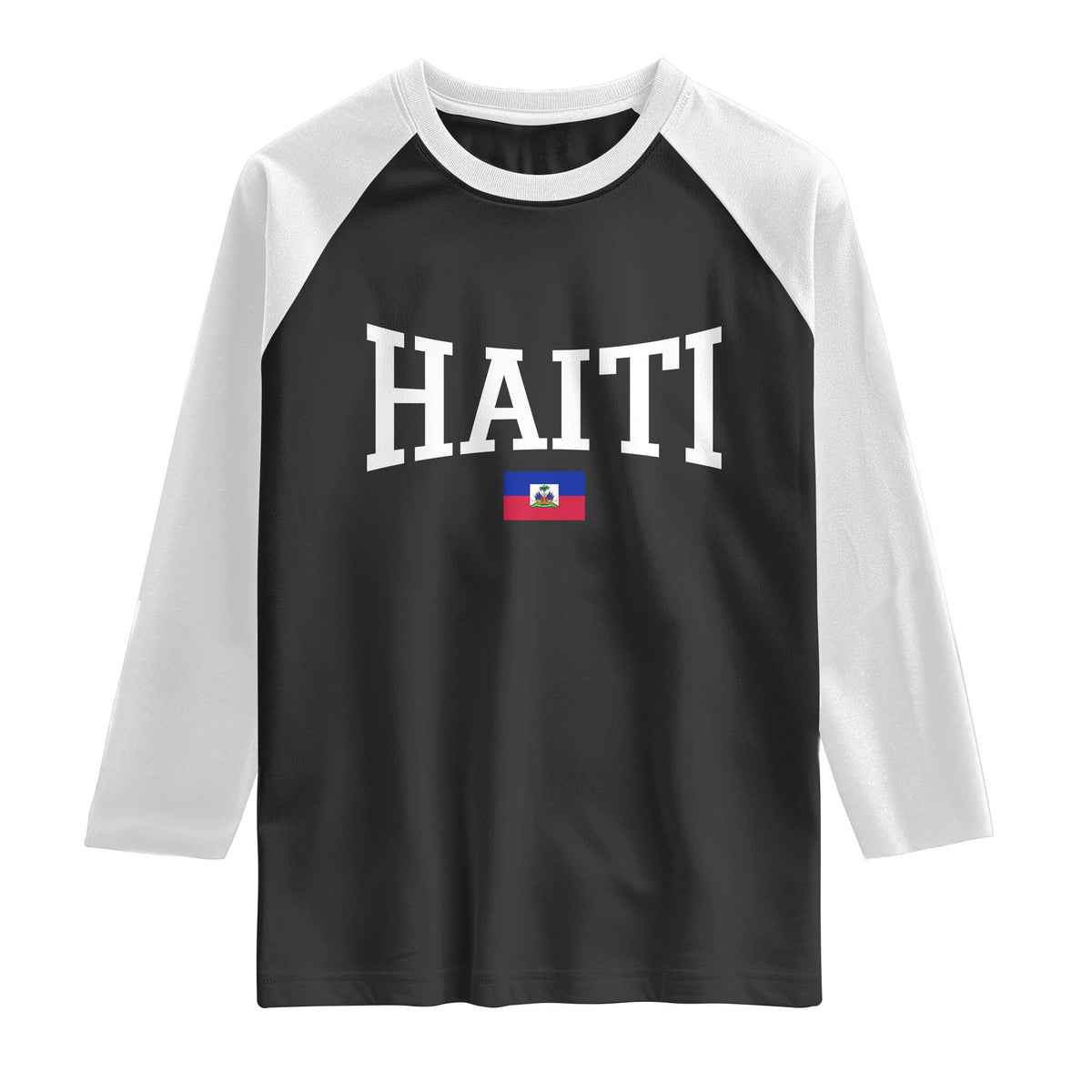 Haiti Haitian Flag Caribbean Souvenir Raglan Shirt Vintage Varsity Sports