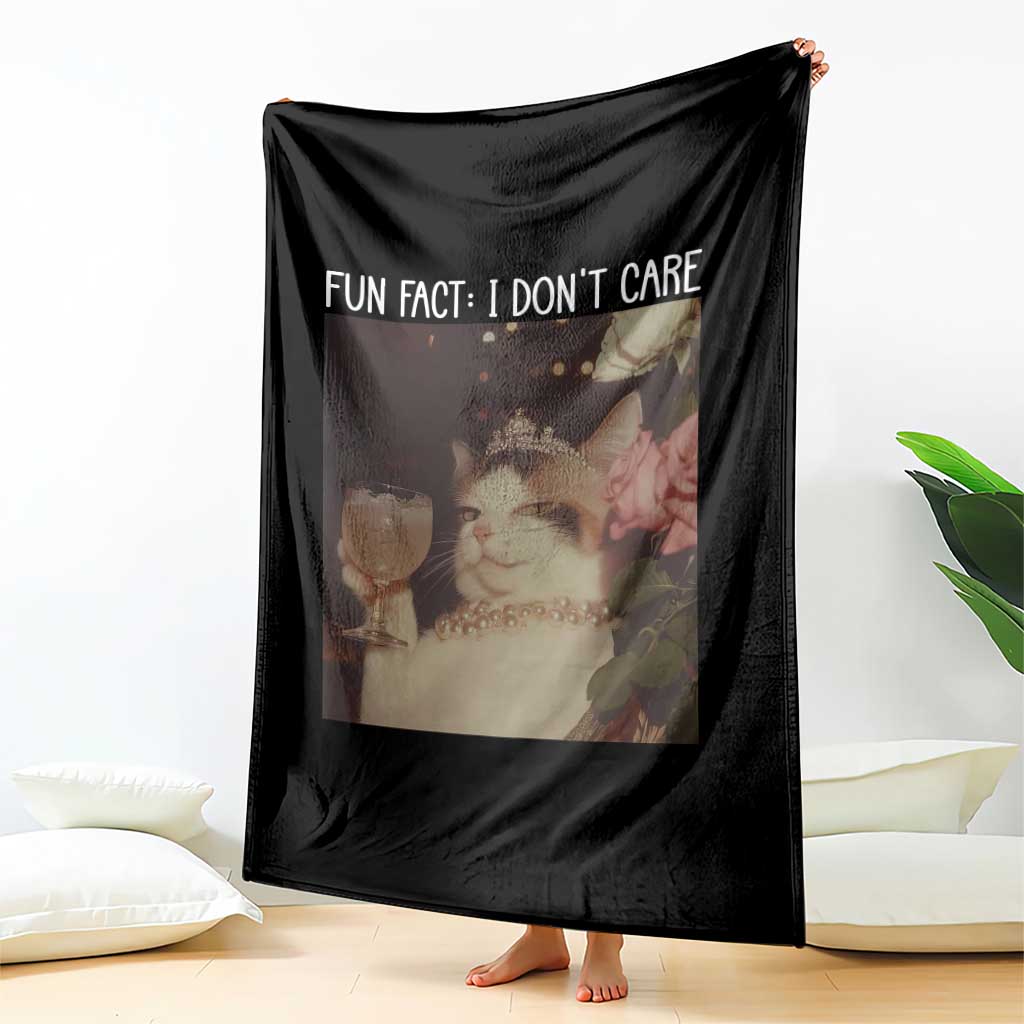 Cat Meme Throw Blanket Fun Fact I Dont Care Funny Saying Quote - Wonder Print Shop