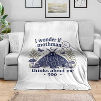 Funny Mothman Throw Blanket I Wonder If Mothman Thinks About Me Too Cryptid Weirdcore