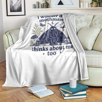 Funny Mothman Throw Blanket I Wonder If Mothman Thinks About Me Too Cryptid Weirdcore