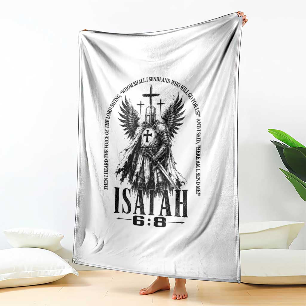 Here Am I Send Me Isaiah 6 8 Catholic Knight Templar Crusader Faith Throw Blanket