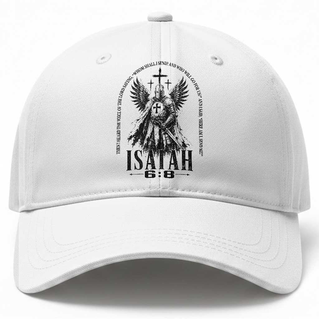 Here Am I Send Me Isaiah 6 8 Catholic Knight Templar Crusader Faith Baseball Cap