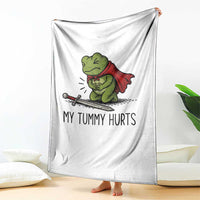 Tummy Hurts Funny Medieval Frog Throw Blanket Dark Fantasy Meme