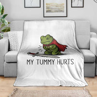 Tummy Hurts Funny Medieval Frog Throw Blanket Dark Fantasy Meme