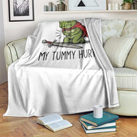 Tummy Hurts Funny Medieval Frog Throw Blanket Dark Fantasy Meme