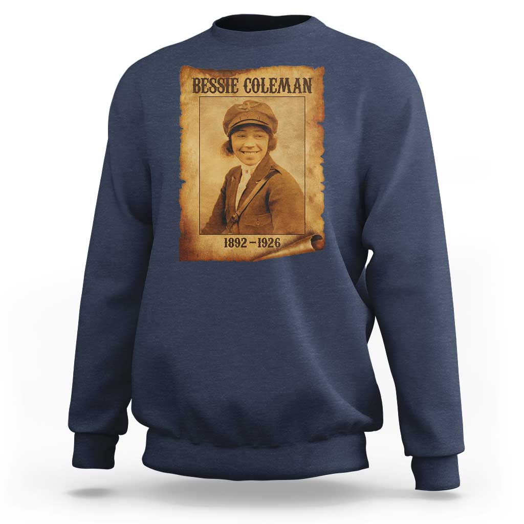 Bessie Coleman First African American Female Pilot Sweatshirt Black History - Wonder Print Shop