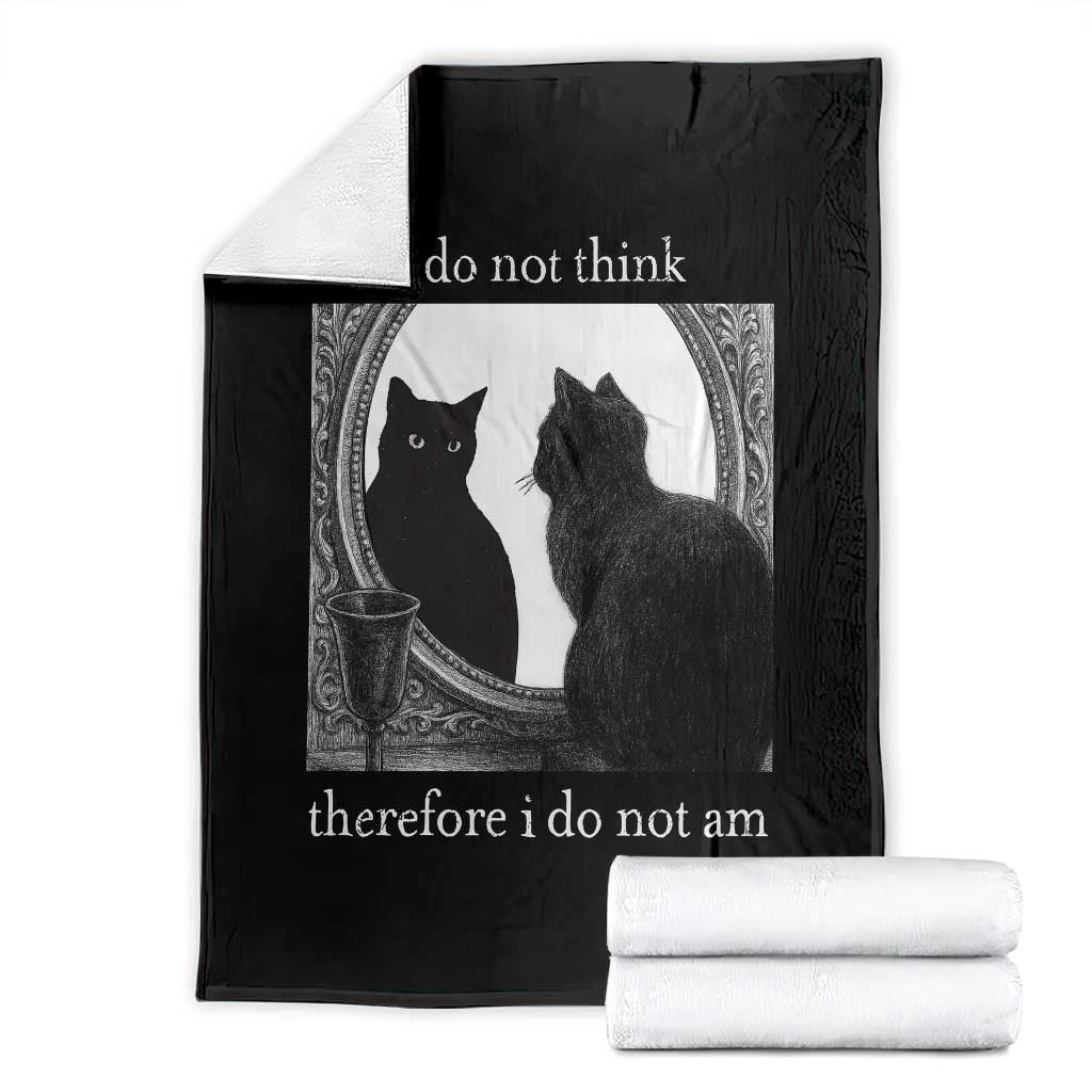 Funny Cat Throw Blanket I Do Not Think Therefore I Do Not Am Goth Emo Grunge Witchy - Wonder Print Shop
