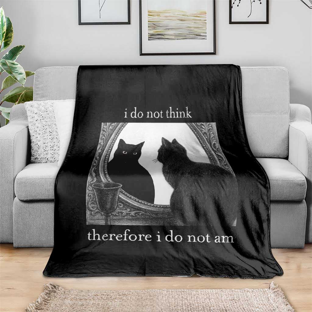 Funny Cat Throw Blanket I Do Not Think Therefore I Do Not Am Goth Emo Grunge Witchy - Wonder Print Shop
