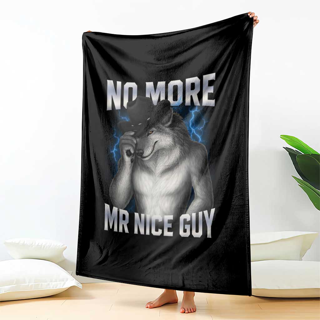 Funny Alpha Wolf Throw Blanket No More Mr Nice Guy Unhinged Brainrot Meme Vintage Bootleg - Wonder Print Shop