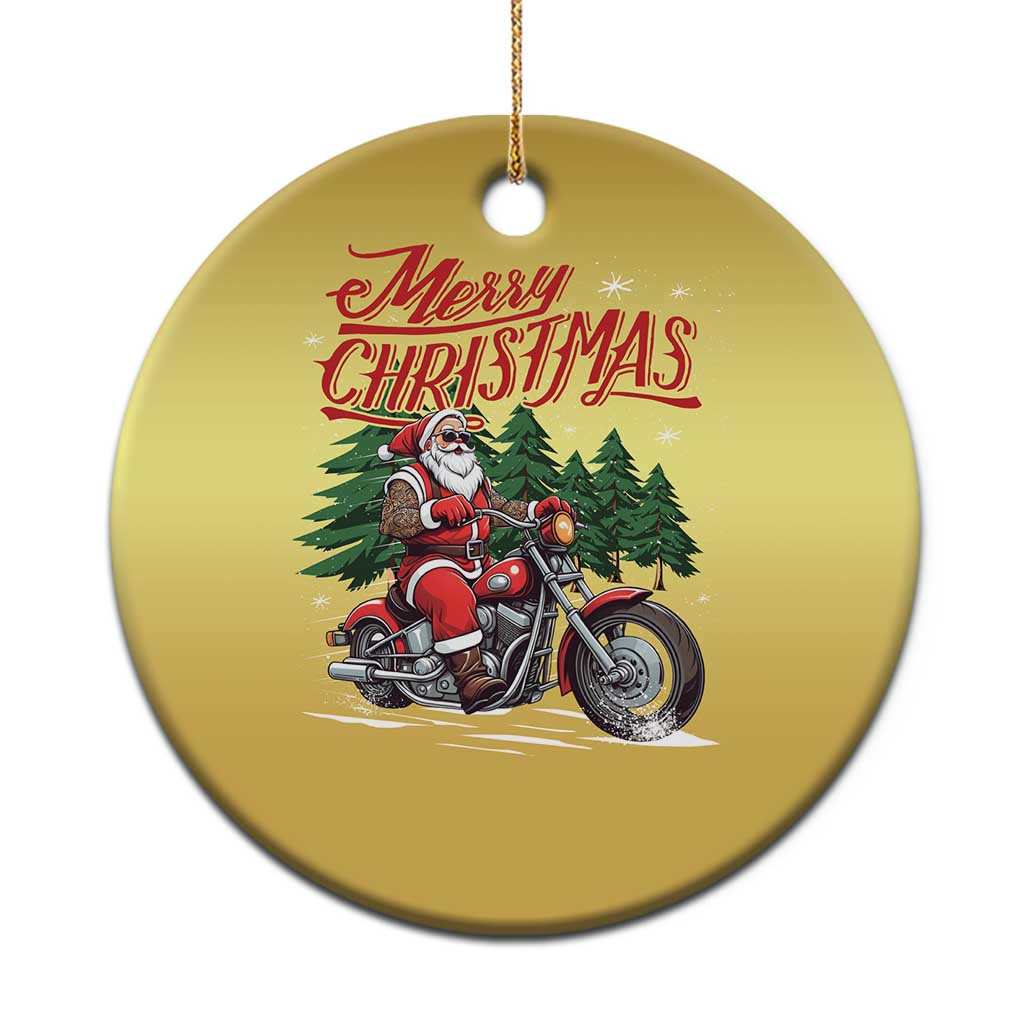 Christmas Motorcycle Santa Christmas Ornament Funny Motorbike Rider Grandpa Merry Xmas - Wonder Print Shop