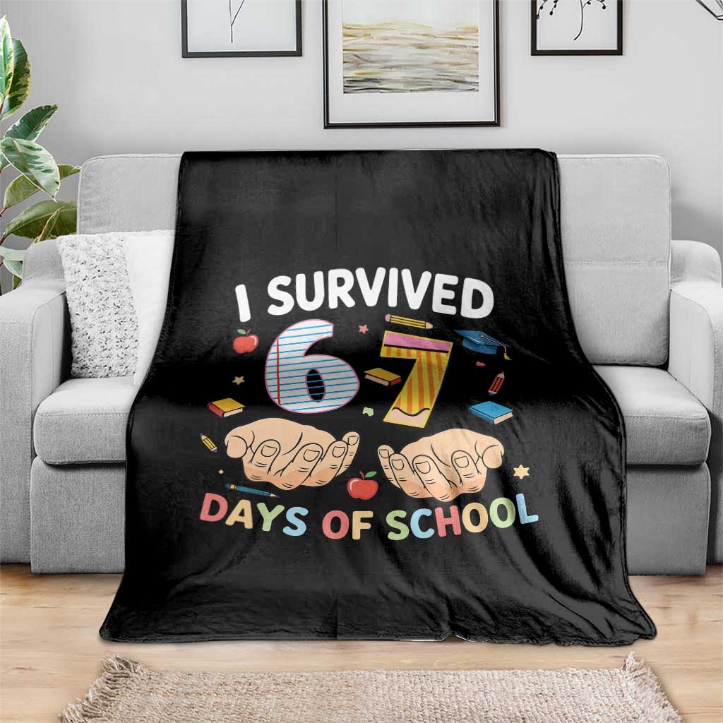 I Survived 67 Days of School Funny Six Seven Meme Throw Blanket - Wonder Print Shop