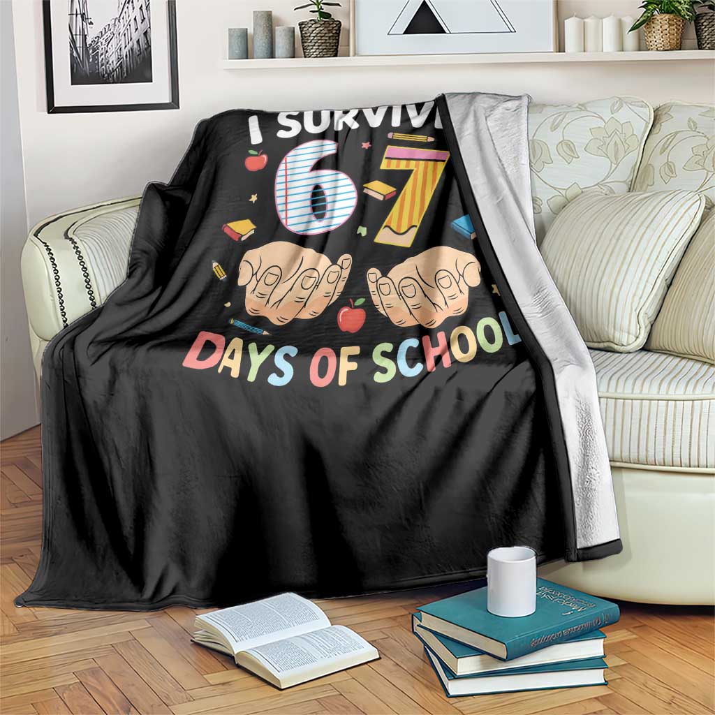 I Survived 67 Days of School Funny Six Seven Meme Throw Blanket - Wonder Print Shop