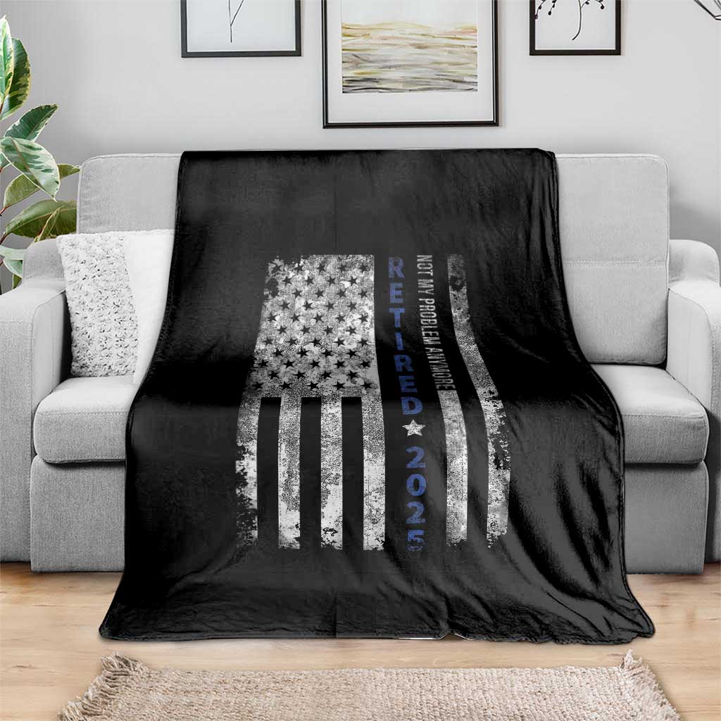 Retired 2025 Throw Blanket Not My Problem Anymore Vintage American Flag - Wonder Print Shop