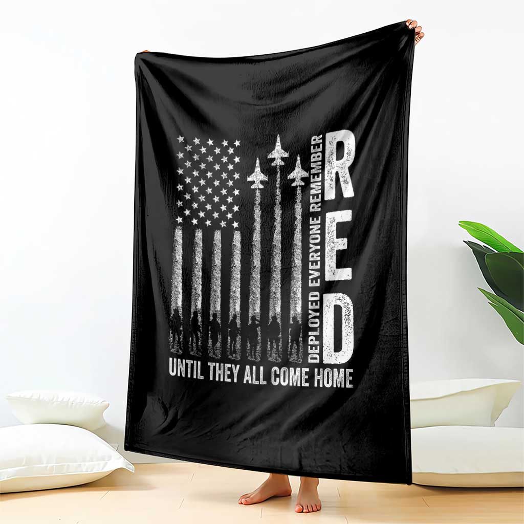 RED Friday Remember Everyone Deployed Throw Blanket Military American Flag - Wonder Print Shop