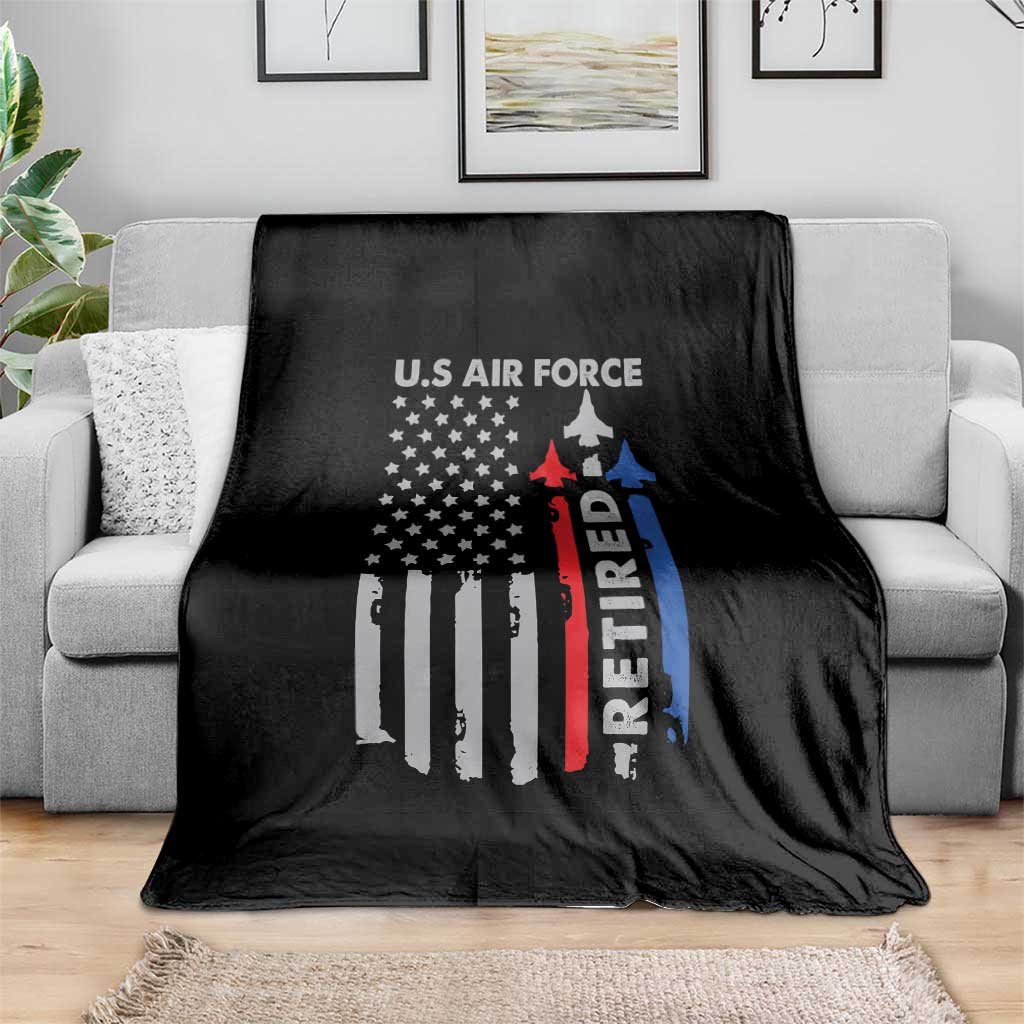 Veteran US Air Force Throw Blanket Vintage USA Flag Veterans - Wonder Print Shop