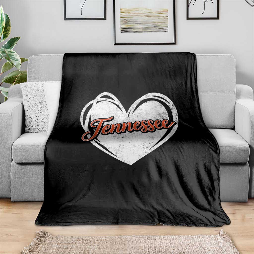 Vintage Tennessee Throw Blanket Heart Graphic TN Orange US State