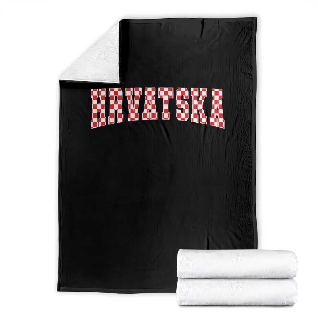 Vintage Hrvatska Throw Blanket Retro Varsity Croatia Zagreb Croatian Flag
