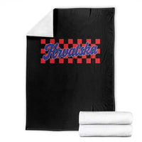 Hrvatska Throw Blanket Checkered Retro Croatia Zagreb Croatian