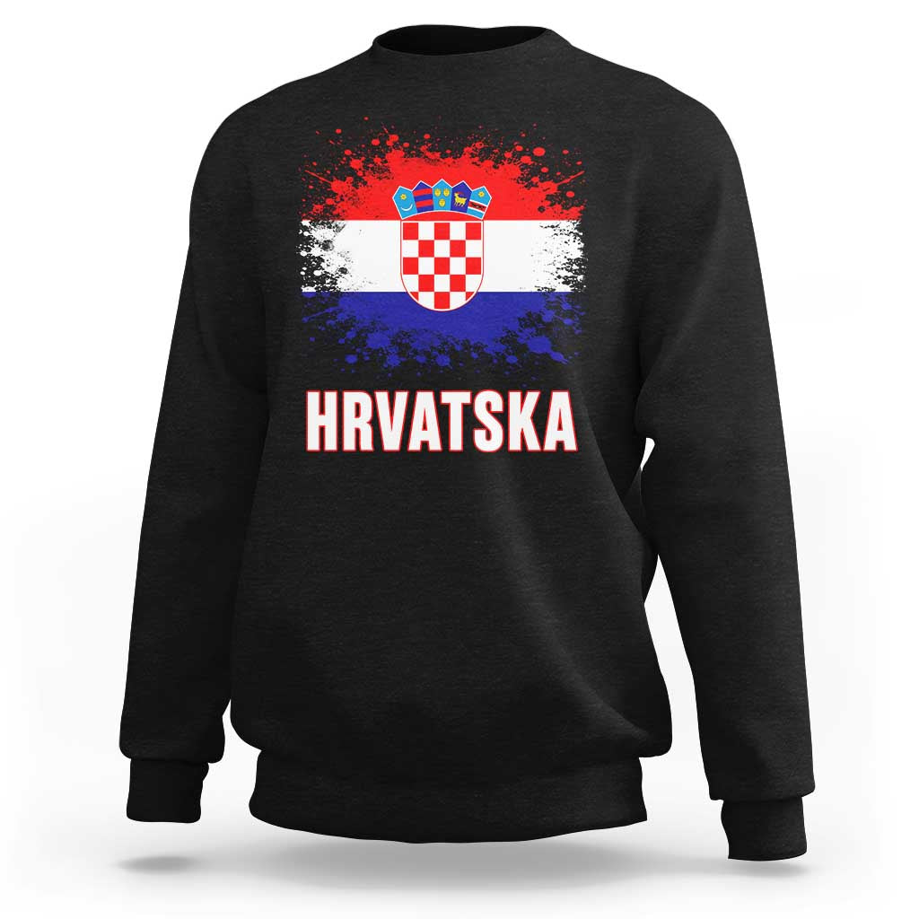 Hrvatska Sweatshirt Retro Vintage Watercolors Sport Croatia Croatian Flag