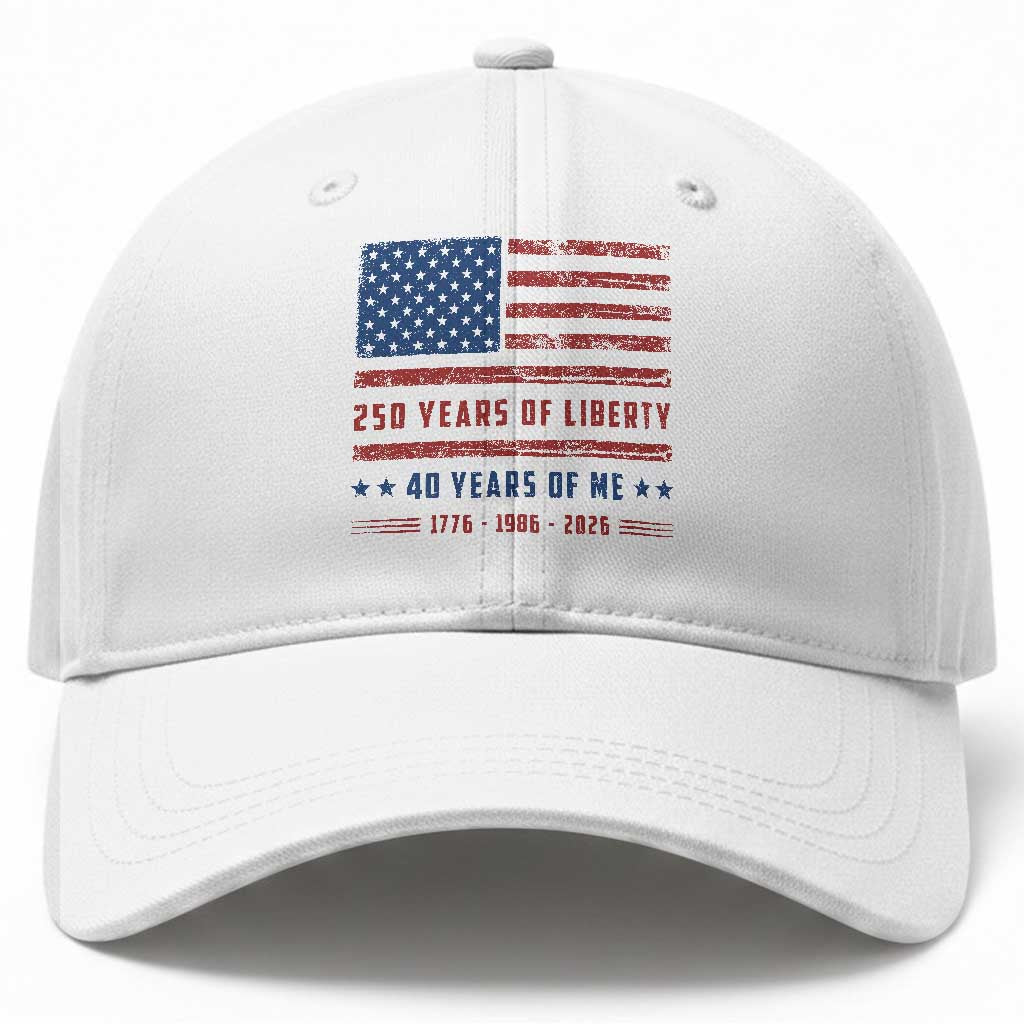 Patriotic 40th Birthday USA 250th Anniversary Baseball Cap 250 Years of Liberty 1986 40 Year Old Gift