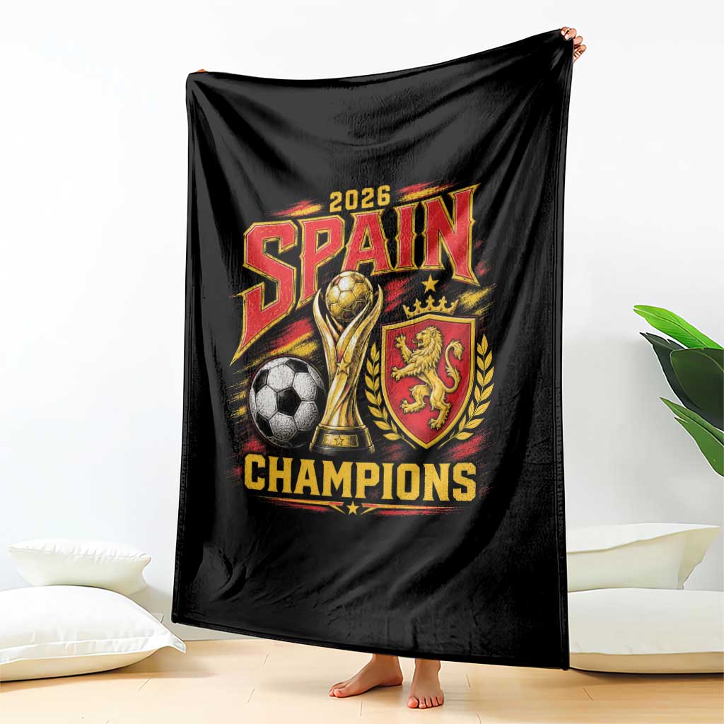 Spain Champions 2026 Throw Blanket Spanish Soccer Fan Graphic