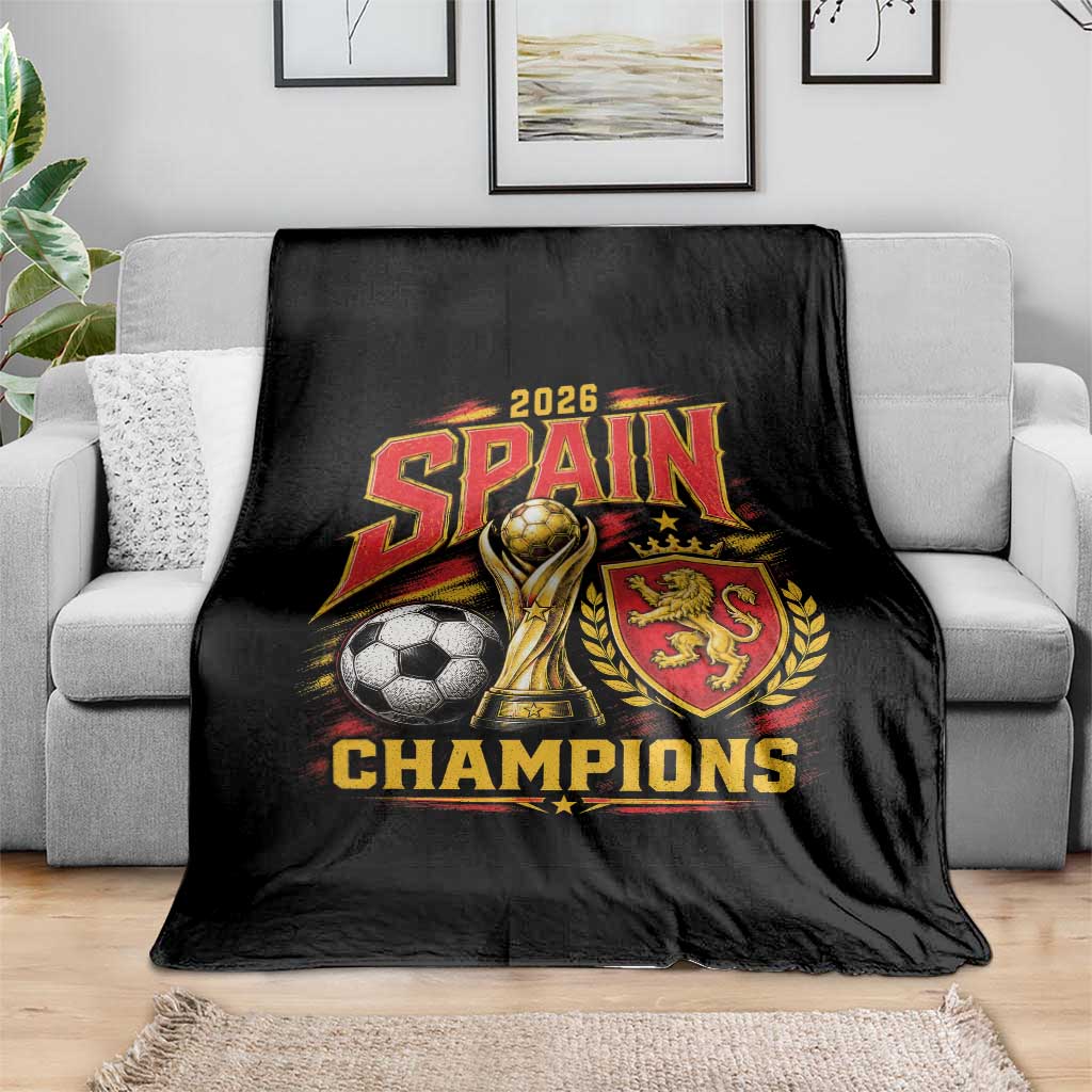 Spain Champions 2026 Throw Blanket Spanish Soccer Fan Graphic