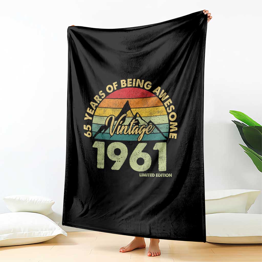65th Birthday Throw Blanket Vintage 1961 Limited Edition 65 Year Old Gift