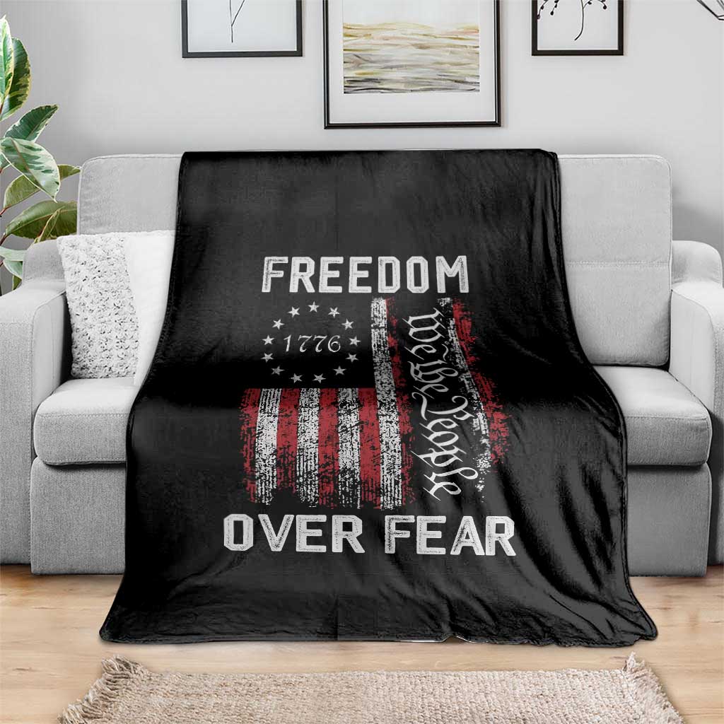 Freedom Over Fear Throw Blanket Vintage US American Flag - Wonder Print Shop