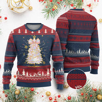 Christmas Tree Bow Knitted Sweatshirt Gift For Her - Wonder Print Shop