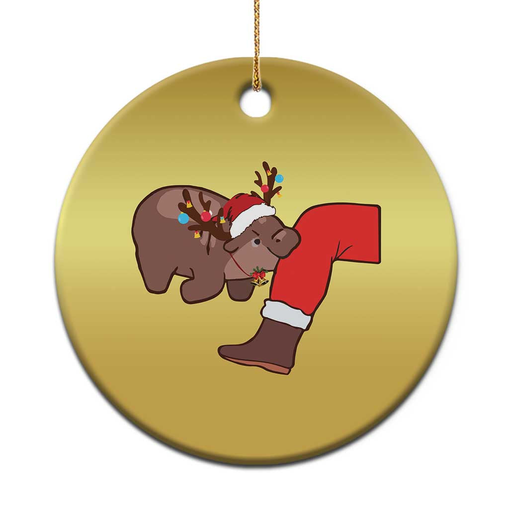 Funny Moo-Deng Christmas Christmas Ornament MooDengMas Xmas Baby Pygmy Hippo Cute Zoo For Family Tee - Wonder Print Shop