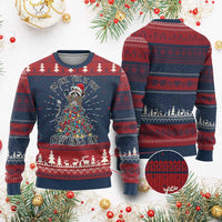 Christmas Racoon Knitted Sweatshirt I'm Fine Everything Is Fine Xmas Lights - Wonder Print Shop