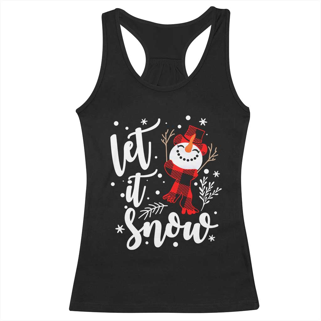 Christmas Let It Snow Racerback Tank Top Funny Snowman Snowflakes