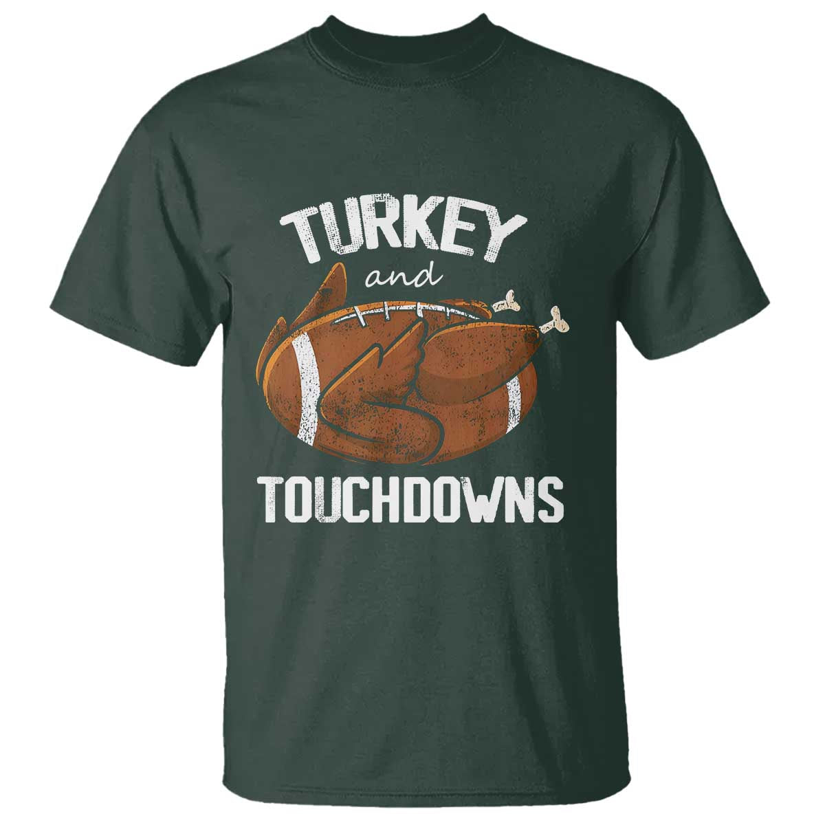 Funny Thanksgiving T Shirt Turkey and Touchdowns Football Season - Wonder Print Shop