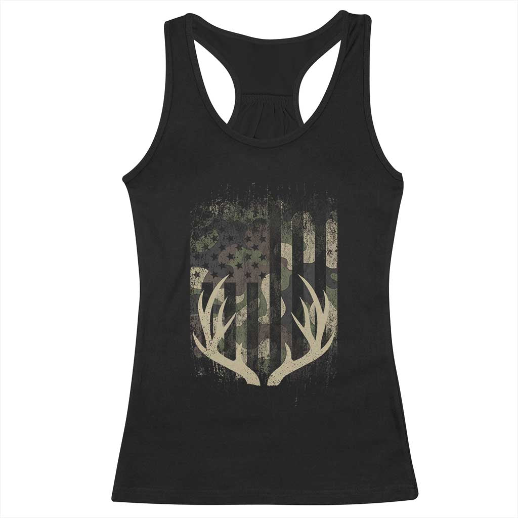 Deer Hunting American Flag Racerback Tank Top