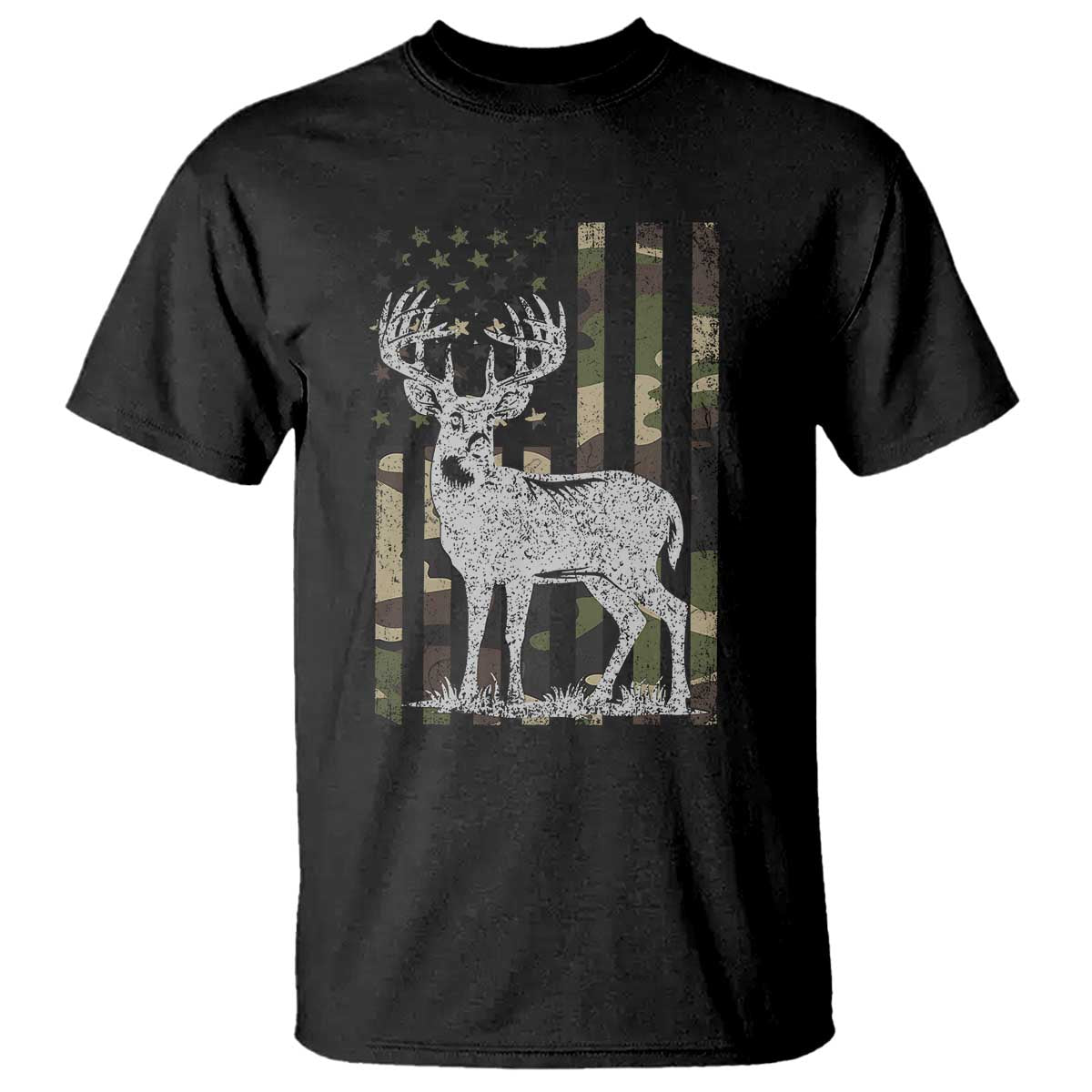 Deer Hunting American Camouflage Flag T Shirt - Wonder Print Shop