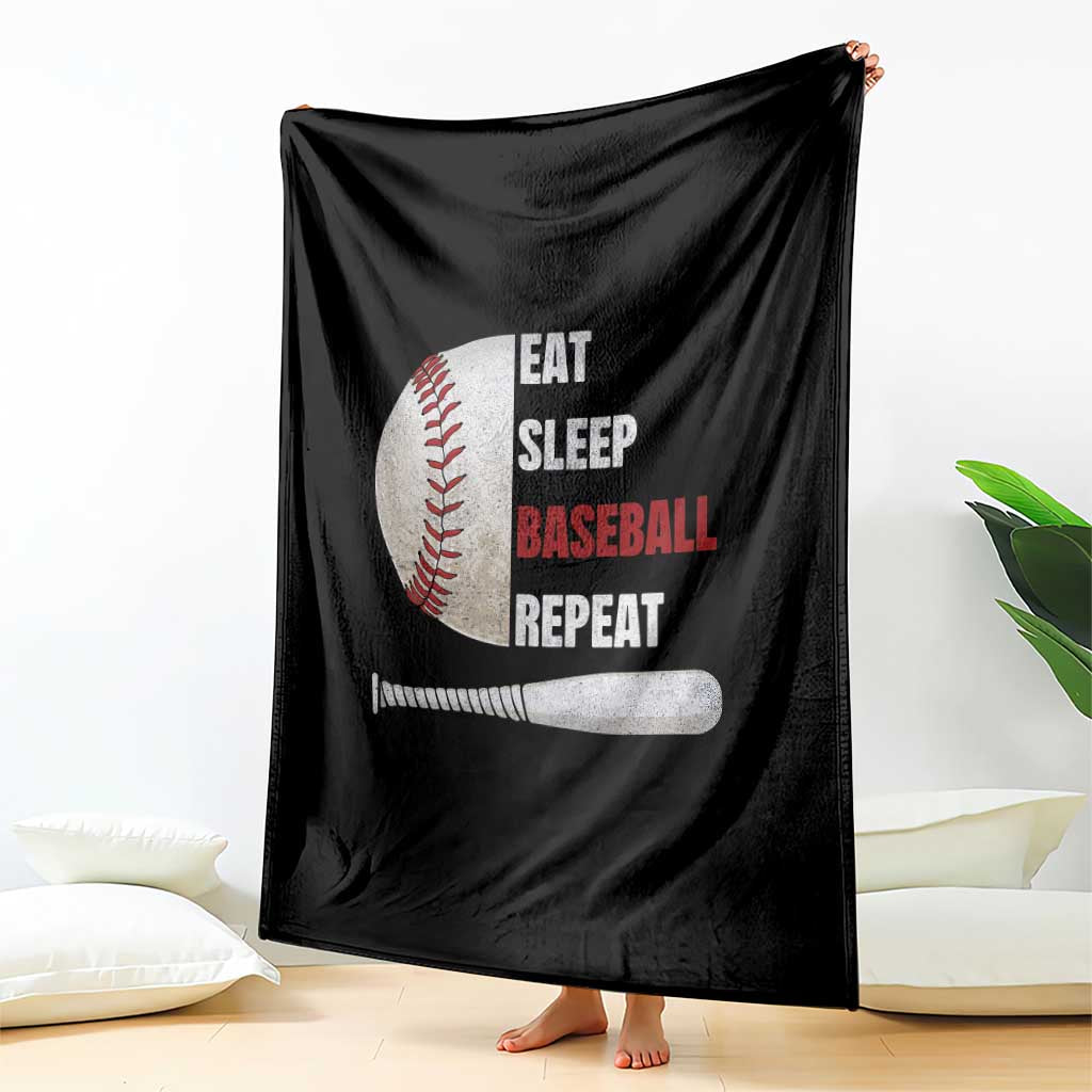 Baseball Player Throw Blanket Retro Funny Eat Sleep Baseball Repeat
