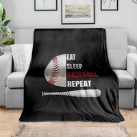 Baseball Player Throw Blanket Retro Funny Eat Sleep Baseball Repeat