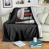 Baseball Player Throw Blanket Retro Funny Eat Sleep Baseball Repeat