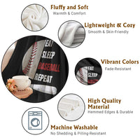 Baseball Player Throw Blanket Retro Funny Eat Sleep Baseball Repeat